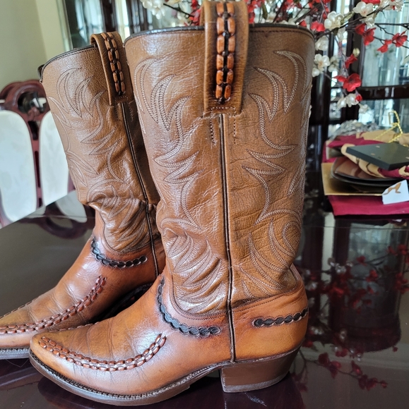 DAN POST Rare Find  EXOTIC STITCH COWBOY BOOTS - Picture 3 of 15